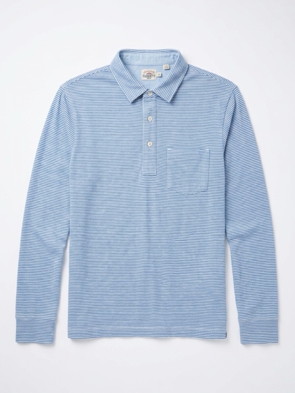 Men's Faherty L/S Sunwashed Regenerative T-Shirt Polo (Small)